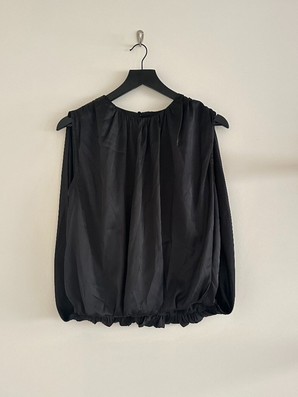 Wishlist Black Satin Bubble Hem Blouse (NWOT) Size S